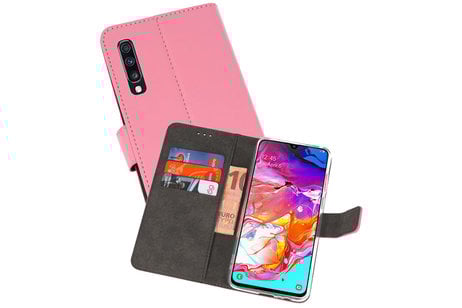 BAOHU Booktype Telefoonhoesjes - Bookcase Hoesje - Wallet Case -  Geschikt voor Samsung Galaxy A70 - Roze