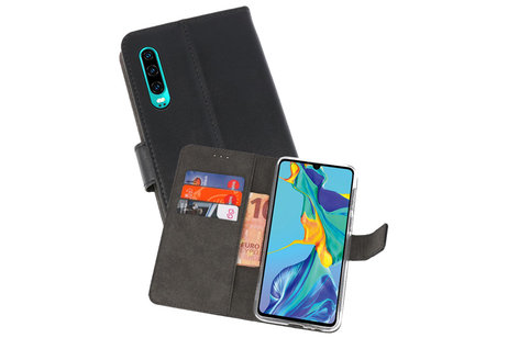 Booktype Telefoonhoesjes - Bookcase Hoesje - Wallet Case -  Geschikt voor Huawei P30 - Zwart