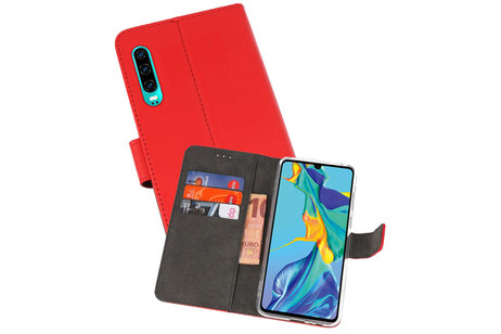 BAOHU Booktype Telefoonhoesjes - Bookcase Hoesje - Wallet Case -  Geschikt voor Huawei P30 - Rood