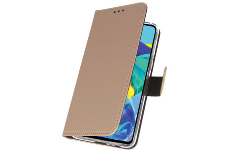 Booktype Telefoonhoesjes - Bookcase Hoesje - Wallet Case -  Geschikt voor Huawei P30 - Goud