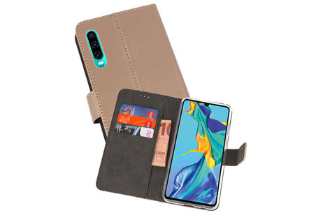 Booktype Telefoonhoesjes - Bookcase Hoesje - Wallet Case -  Geschikt voor Huawei P30 - Goud