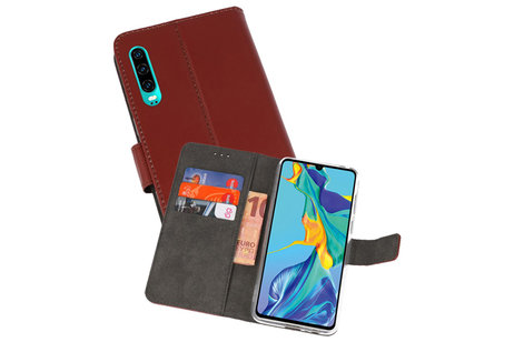 Booktype Telefoonhoesjes - Bookcase Hoesje - Wallet Case -  Geschikt voor Huawei P30 - Bruin