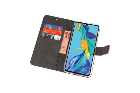 Booktype Telefoonhoesjes - Bookcase Hoesje - Wallet Case -  Geschikt voor Huawei P30 - Roze
