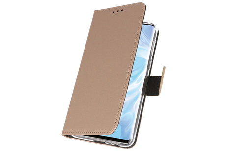 Booktype Telefoonhoesjes - Bookcase Hoesje - Wallet Case -  Geschikt voor Huawei P30 Pro - Goud