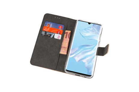 Booktype Telefoonhoesjes - Bookcase Hoesje - Wallet Case -  Geschikt voor Huawei P30 Pro - Goud