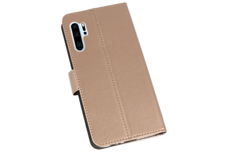 Booktype Telefoonhoesjes - Bookcase Hoesje - Wallet Case -  Geschikt voor Huawei P30 Pro - Goud