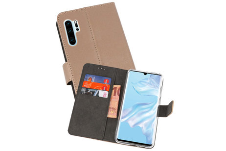 Booktype Telefoonhoesjes - Bookcase Hoesje - Wallet Case -  Geschikt voor Huawei P30 Pro - Goud