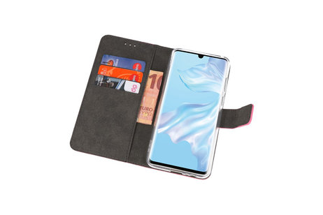 Booktype Telefoonhoesjes - Bookcase Hoesje - Wallet Case -  Geschikt voor Huawei P30 Pro - Roze