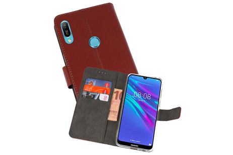 BAOHU Booktype Telefoonhoesjes - Bookcase Hoesje - Wallet Case -  Geschikt voor Huawei Y6 / Y6 Prime 2019 - Bruin