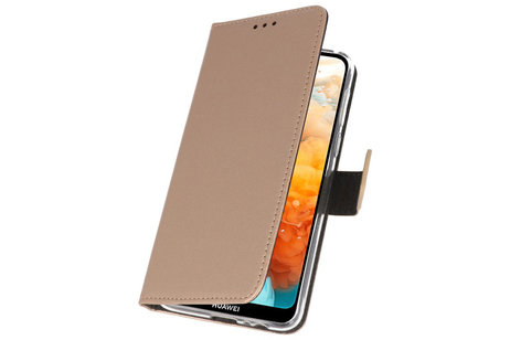 Booktype Telefoonhoesjes - Bookcase Hoesje - Wallet Case -  Geschikt voor Huawei Y6 Pro 2019 - Goud