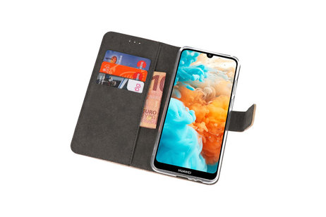 Booktype Telefoonhoesjes - Bookcase Hoesje - Wallet Case -  Geschikt voor Huawei Y6 Pro 2019 - Goud