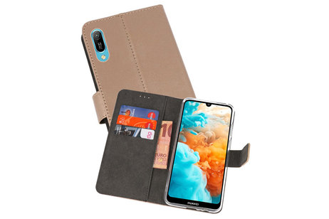 Booktype Telefoonhoesjes - Bookcase Hoesje - Wallet Case -  Geschikt voor Huawei Y6 Pro 2019 - Goud