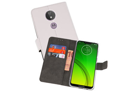 Booktype Telefoonhoesjes - Bookcase Hoesje - Wallet Case -  Geschikt voor Motorola Moto G7 Power - Wit