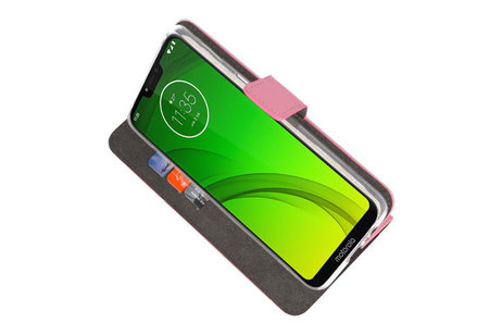 BAOHU Booktype Telefoonhoesjes - Bookcase Hoesje - Wallet Case -  Geschikt voor Motorola Moto G7 Power - Roze