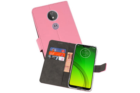 BAOHU Booktype Telefoonhoesjes - Bookcase Hoesje - Wallet Case -  Geschikt voor Motorola Moto G7 Power - Roze