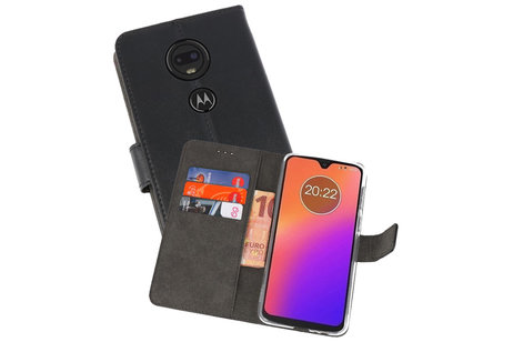 Booktype Telefoonhoesjes - Bookcase Hoesje - Wallet Case -  Geschikt voor Motorola Moto G7 - Zwart