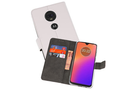 Booktype Telefoonhoesjes - Bookcase Hoesje - Wallet Case -  Geschikt voor Motorola Moto G7 - Wit