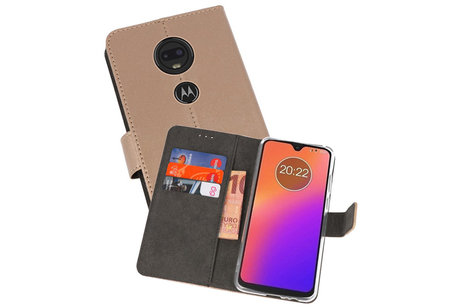 Booktype Telefoonhoesjes - Bookcase Hoesje - Wallet Case -  Geschikt voor Motorola Moto G7 - Goud