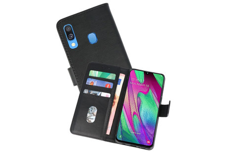 Samsung Galaxy A40 Hoesje Kaarthouder Book Case Telefoonhoesje Zwart