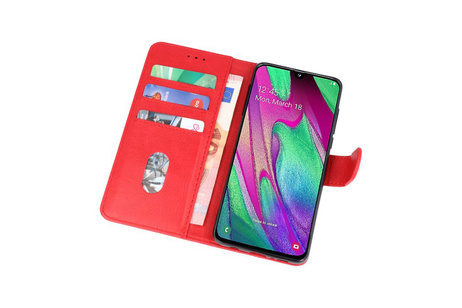 Samsung Galaxy A40 Hoesje Kaarthouder Book Case Telefoonhoesje Rood