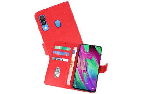 Samsung Galaxy A40 Hoesje Kaarthouder Book Case Telefoonhoesje Rood