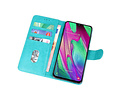 Samsung Galaxy A40 Hoesje Kaarthouder Book Case Telefoonhoesje Groen