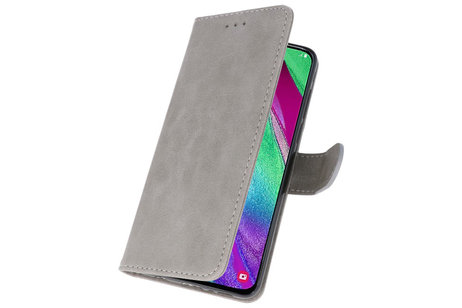 Hoesje Geschikt voor Samsung Galaxy A40 - Kaarthouder Book Case Telefoonhoesje - Grijs