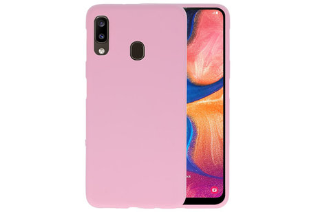 BAOHU Hoesje Geschikt voor de Samsung Galaxy A20 - Backcover Color Telefoonhoesje - Roze