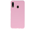 BAOHU Hoesje Geschikt voor de Samsung Galaxy A20 - Backcover Color Telefoonhoesje - Roze