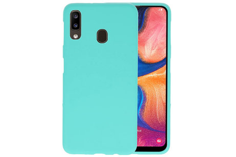 BAOHU Hoesje Geschikt voor de Samsung Galaxy A20 - Backcover Color Telefoonhoesje - Turquoise