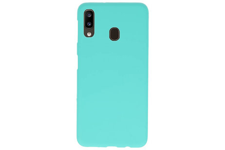 BAOHU Hoesje Geschikt voor de Samsung Galaxy A20 - Backcover Color Telefoonhoesje - Turquoise