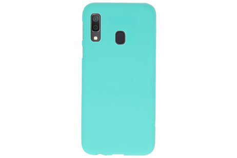 BAOHU Hoesje Geschikt voor de Samsung Galaxy A30 - Backcover Color Telefoonhoesje - Turquoise