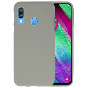 BAOHU Hoesje Geschikt voor de Samsung Galaxy A40 - Backcover Color Telefoonhoesje - Grijs