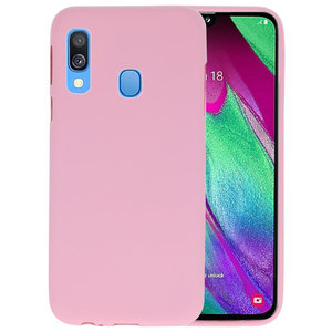 BAOHU Hoesje Geschikt voor de Samsung Galaxy A40 - Backcover Color Telefoonhoesje - Roze