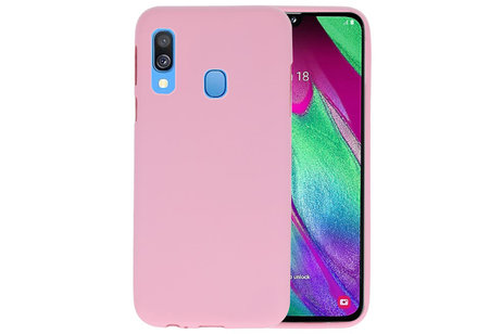 BAOHU Hoesje Geschikt voor de Samsung Galaxy A40 - Backcover Color Telefoonhoesje - Roze