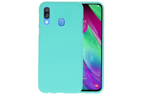 BAOHU Hoesje Geschikt voor de Samsung Galaxy A40 - Backcover Color Telefoonhoesje - Turquoise