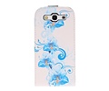 Blauwe Bloem Flip Hoes voor de Samsung Galaxy S3 I9300