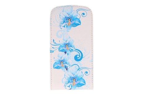 Blauwe Bloem Flip Hoes voor de Samsung Galaxy S3 I9300