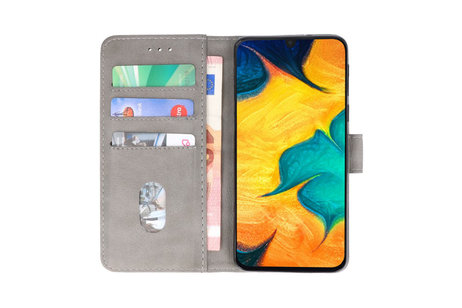 Hoesje Geschikt voor Samsung Galaxy A30 - Kaarthouder Book Case Telefoonhoesje - Grijs