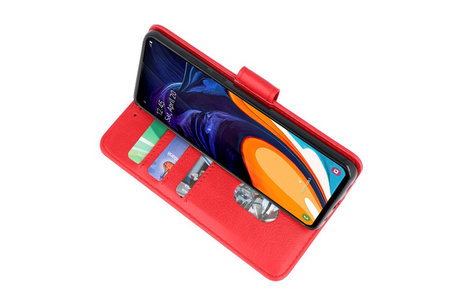 BAOHU Hoesje Geschikt voor Samsung Galaxy A60 - Kaarthouder Book Case Telefoonhoesje - Rood