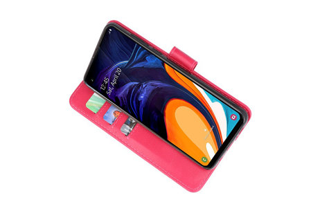 Hoesje Geschikt voor Samsung Galaxy A60 - Kaarthouder Book Case Telefoonhoesje - Roze