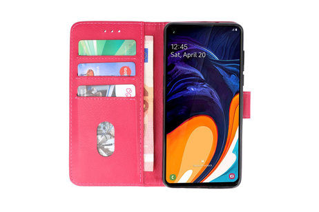 Hoesje Geschikt voor Samsung Galaxy A60 - Kaarthouder Book Case Telefoonhoesje - Roze