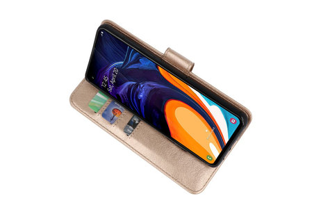 Hoesje Geschikt voor Samsung Galaxy A60 - Kaarthouder Book Case Telefoonhoesje - Goud