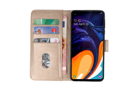 Hoesje Geschikt voor Samsung Galaxy A60 - Kaarthouder Book Case Telefoonhoesje - Goud