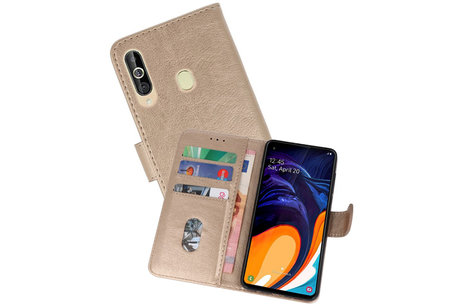 Hoesje Geschikt voor Samsung Galaxy A60 - Kaarthouder Book Case Telefoonhoesje - Goud