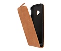 Bruin Lederen Flip Case voor de HTC M7 One