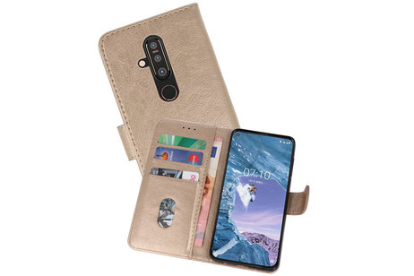 BAOHU Hoesje Geschikt voor de Nokia X71 - Kaarthouder Book Case Telefoonhoesje - Goud