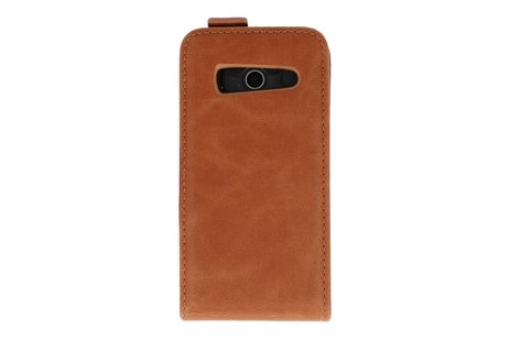 Bruin Lederen Flip Case voor de Huawei Y300