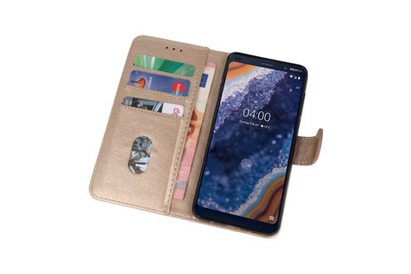 BAOHU Hoesje Geschikt voor de Nokia 9 PureView - Kaarthouder Book Case Telefoonhoesje - Goud