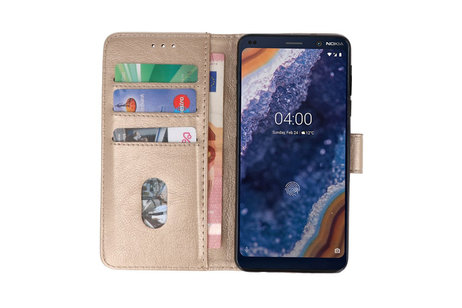 BAOHU Hoesje Geschikt voor de Nokia 9 PureView - Kaarthouder Book Case Telefoonhoesje - Goud